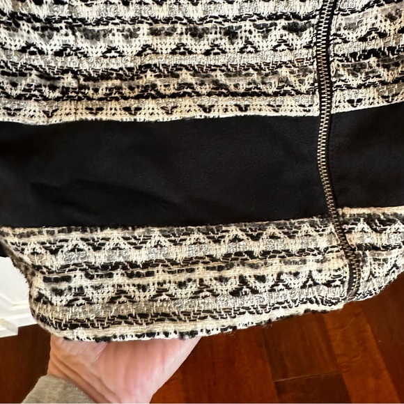 Anthropologie Elevenses Womens Textured Tweed Moto Jacket Zip Front Cotton Blend - Picture 7 of 9